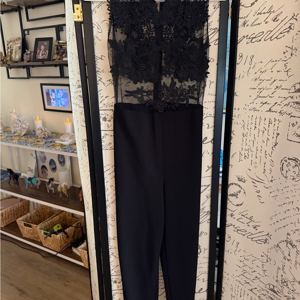 Iris Black Floral Lace Jumpsuit